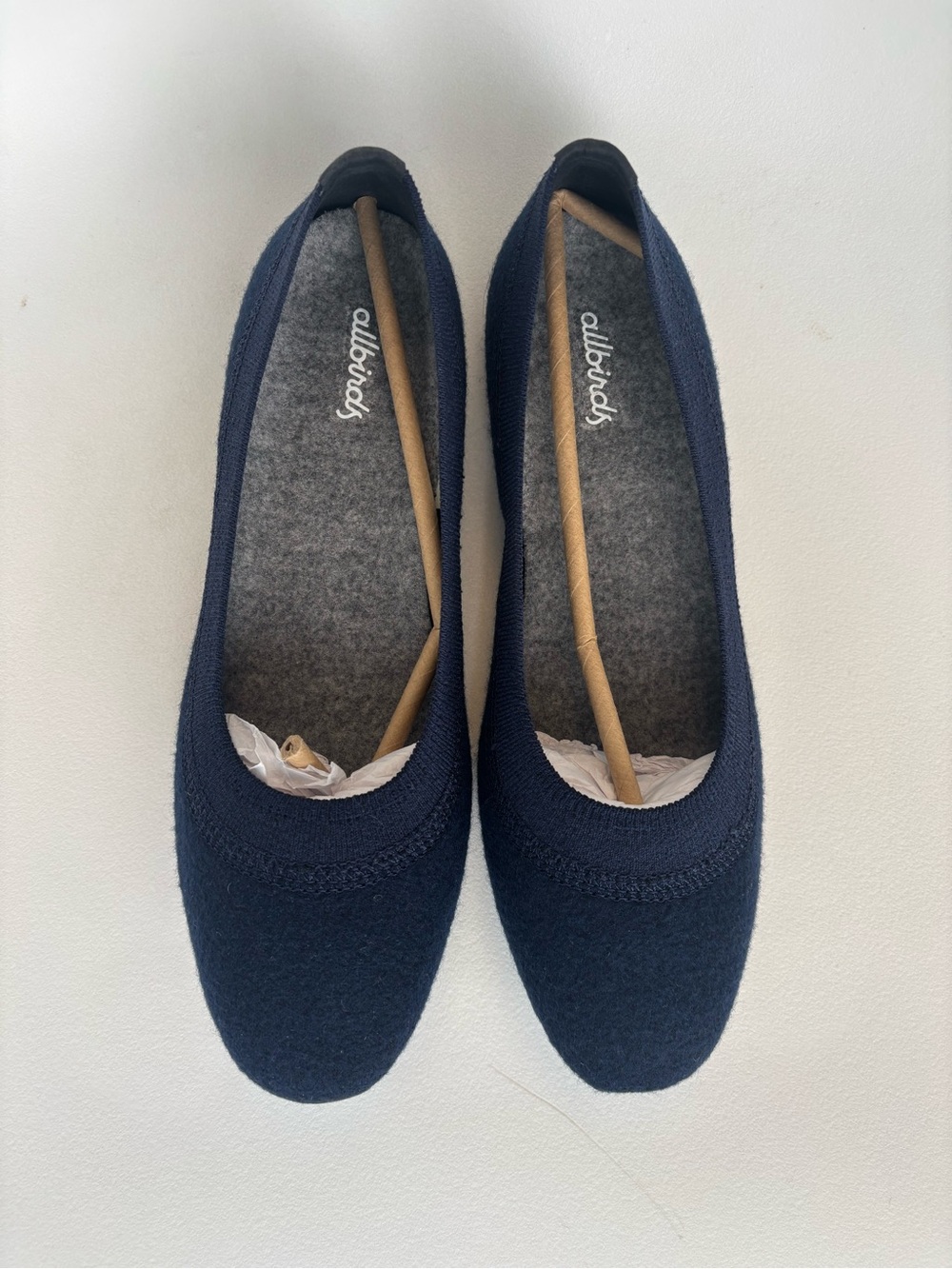 allbirds Navy Wool Ballet Flats - Women's Slip-On Loafers